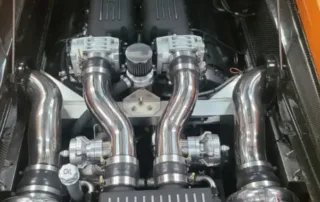 Heffner Twin Turbo Engine Heffner twin turbo engine with shiny metal pipes